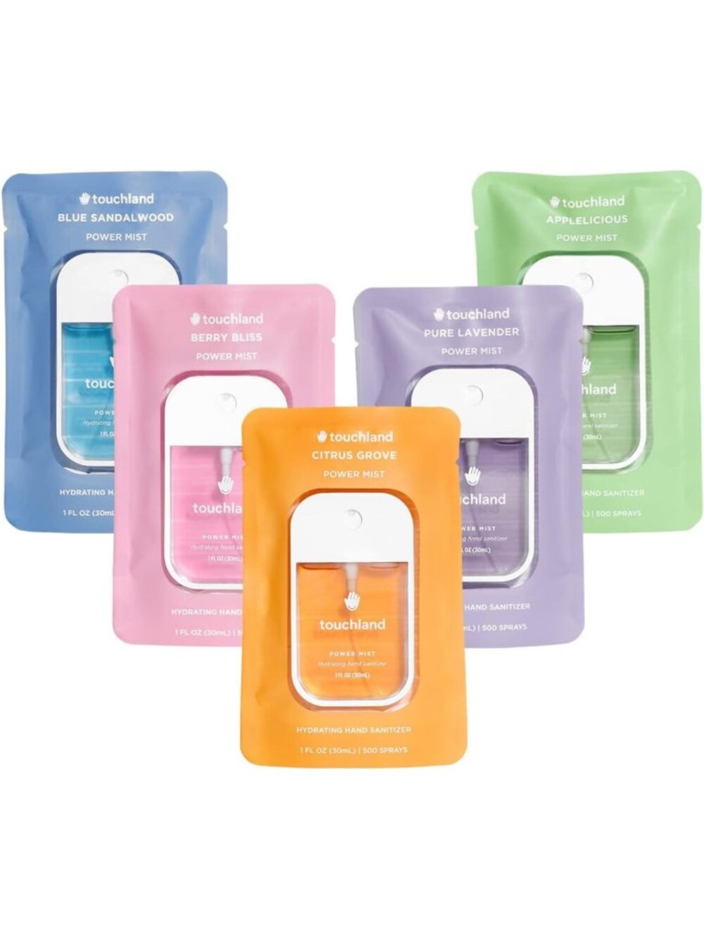 Moisturizing Hand Sanitizer Spray Set - 5 Travel-Friendly 1 FL OZ Bottles